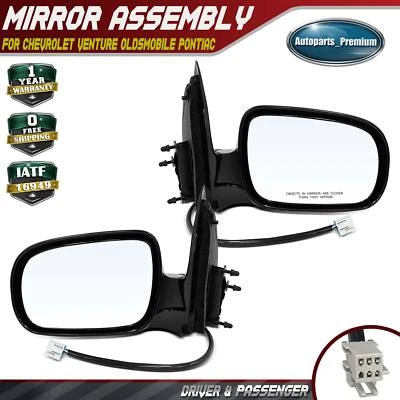 2x Espejo térmico eléctrico negro con ajuste de potencia para Chevrolet Venture Oldsmobile Foto 1 de 4