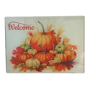 “Welcome” 7x10 Glass Cutting Board~Pumpkins~Fall~Christmas~Kitchen~Gift - Picture 1 of 1