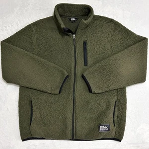 Eddie Bauer Fleece Jacket Mens L Green Sherpa Full Zip Mock Neck Classic Outdoor - Picture 1 of 14