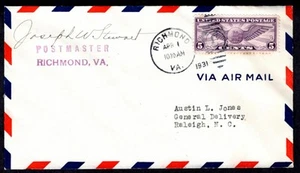 CAM 19S20 1. April 1931 Richmond VA, Pitcairn Aviation Inc., AAMS CV 10 $ - Bild 1 von 1