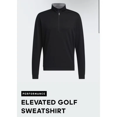 Men's Adidas Elevated Golf Sweatshirt/ Collared Quarter Zip/ Black/ Size Medium - image 1 of 4