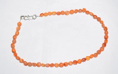 Arancione Corniola Perline Pietra 34 " Lungo Argento Sterling Collana come Visto - Immagine 1 di 4