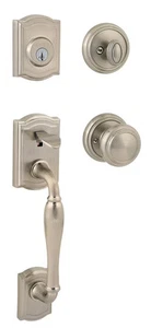 Baldwin Prestigue Wesley Handleset Alcott IKnob & Keyed Deadbolt Satin Nickel - Picture 1 of 5