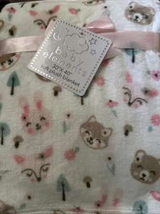Baby Elements NWT fox bear Bunny Floral Animals Blanket Girls Plush 30"40" new - Picture 1 of 5