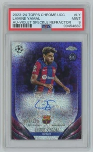 2023 Topps Chrome UCC VIOLET SPECKLE Ref Lamine Yamal Rookie Auto /299 PSA 9 C98 - Picture 1 of 2