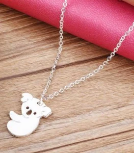 925 STERLING silver 18" necklace KOALA BEAR PANDA CHARM female FREE GIFT BOX - Picture 1 of 8