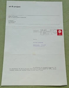 Richard Long, 1971;  'sculpture', Art & Project invitation;  (appr. 400 copies) - Picture 1 of 3