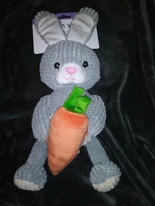 *NEW* Patchwork Pet Rabbit w/ Carrot🐇 15' Crink/Grunt/Squeak Plush Toy For Dogs - Picture 1 of 5