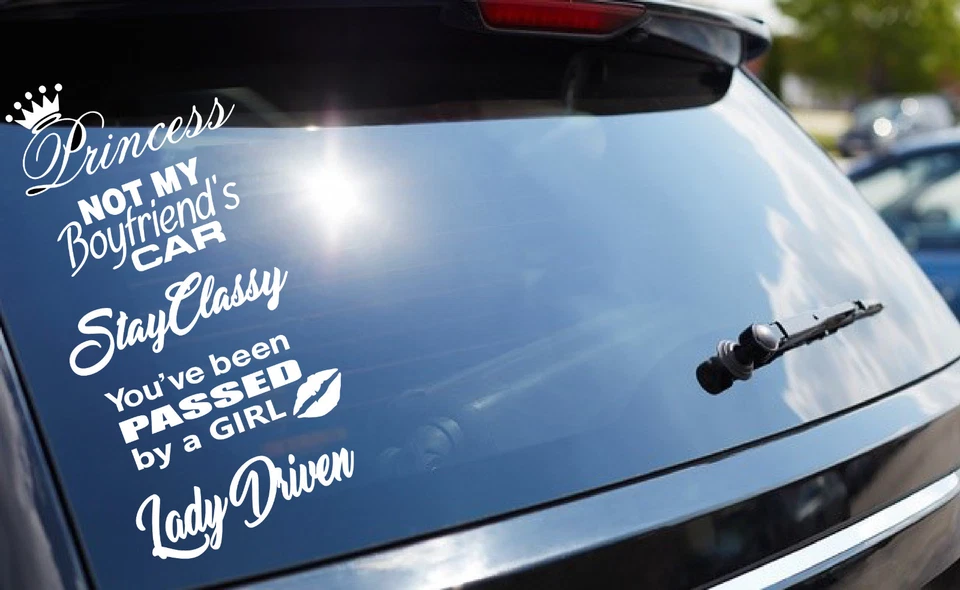 GIRL JDM CAR DECAL STICKERS VINYL 5 PACK LOT LADY DRIVEN EURO FUNNY TUNER BOOST  - Image 1 of 1