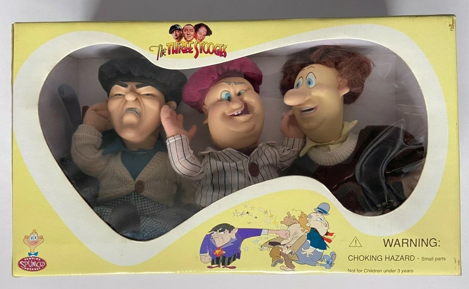 Vintage Spumco Three 3 Stooges Moe Larry Curly Dolls 1997 TV Pals 10”