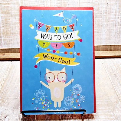 American Greetings Graduation Card Way To Go Banner Blue Red Confetti - Image 1 of 4