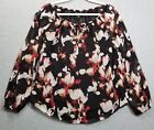 White House Black Market Blouse Womens 2 Floral Long Sleeve Scoopneck Spring Top