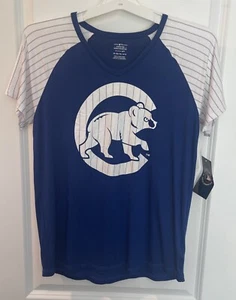 NWT MLB Chicago Cubs Girls' Blue N White V-Neck T-Shirt Multiple Sizes - Picture 1 of 5