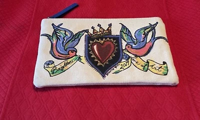NUEVO SIN ETIQUETAS BRIGHTON LOVE OF ART 2019 PEQUEÑA BOLSA COSMÉTICA LONA MARFIL CREMALLERA Foto 1 de 3