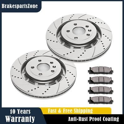 Pastillas de rotores de freno delanteros aptas para Ford Taurus Explorer Lincoln MKS perforadas ranuradas Foto 1 de 4