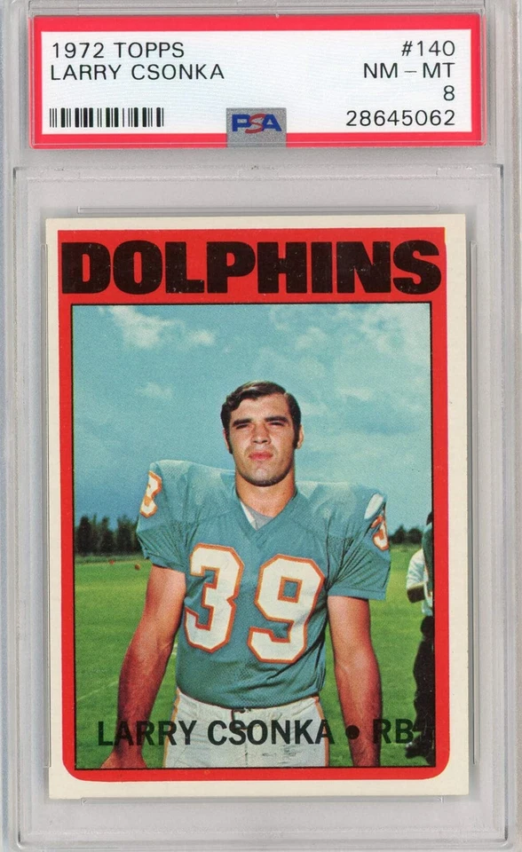 Graded 1972 Topps Larry Csonka #140 Football Card PSA 8 NM-MT - Image 1 of 2