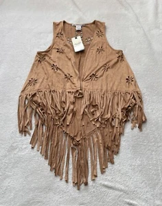 NWT American Rag Women's Festival/Western Long Faux Suede Fringe Vest Size S/M - Picture 1 of 10