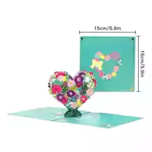 3D Pop Up Greeting Card Love Heart Flower Mother Valentine's Day Thank You Bless - Picture 1 of 5