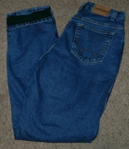 VTG Wrangler Cotton Blue Fleece Lined High Waisted Jeans 11/12 (32) x 35 Tall - Picture 1 of 6