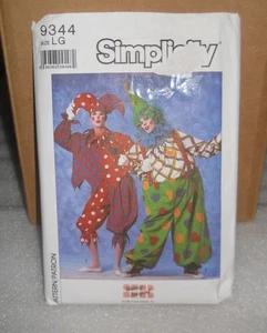 Simplicity #9344 Vintage 1986  Clown Jester Costume Pattern  Large Uncut/ff - Picture 1 of 2