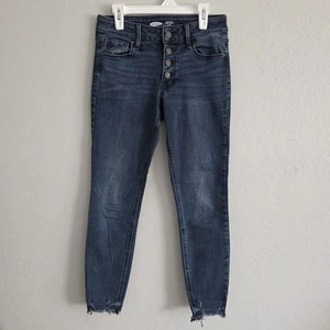 Old Navy Womens Rockstar Super Skinny Ankle Mid-Rise Dark Wash Denim Jeans Sz 0 - Picture 1 of 9