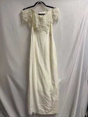 VTG Scott McClintock Lace Floral Ivory Off Shoulder Dress Size 8 Wedding - Image 1 of 4
