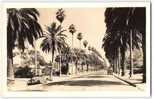 Tarjeta postal fotográfica vintage de autos RPPC Canon Drive BEVERLY HILLS, CA Los Ángeles años 40 - Imagen 1 de 2