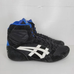 Vintage Asics Reflex Tigers IV Wrestling Shoes Men's Size 8.5 Black Blue RARE - Picture 1 of 9