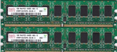 2GB 2x1GB HYNIX PC2-6400E DDR2 ECC KIT HYMP112U72CP8-S6 AB-C SERVER WORKSTATION - Image 1 of 3