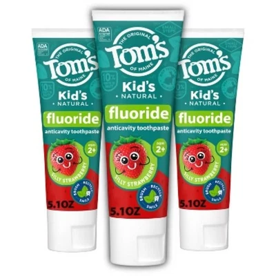 Tom's of Maine Silly Strawberry Kids' Anticavity Fluroide Toothpaste - 5.1oz/3ct - Image 1 of 4