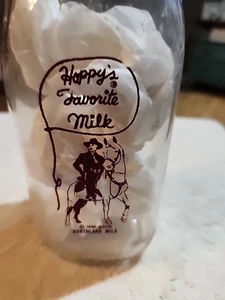 Rare VTG Hoppy’s Favorite Northland Milk Bottle Hopalong Cassidy Wm. Boyd Quart - Picture 1 of 4