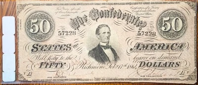 1864 United States Confederate States $50 Fr. T66 - Image 1 of 2