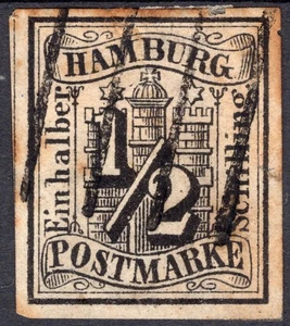 STEMMA CON INDICAZIONE DEL VALORE SOVRAPPOSTA S.1/2 UNIF.1 USATO CON ANNULLO - Picture 1 of 2