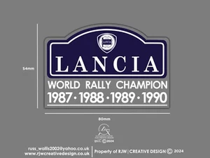 Lancia Rallye-Weltmeister '87, '88',89, '90 Windschutzscheibenaufkleber - Bild 1 von 1