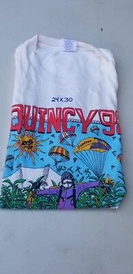 Y2K ALL AMERICAN WEAR QUINCY 98 WORLD FREEFALL CONVERTION T-SHIRT MEN SIZE XL . - Image 1 of 4