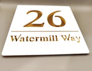 House Wall Plaques UK Modern House Number Signs Acrylic Outdoor Home Décor - Picture 1 of 3