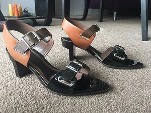AUTH MARNI PATENT LEATHER/LEATHER COMBINATION SANDALS SHOES Sz 36 1/2 IT, 6.5 US - Picture 1 of 10