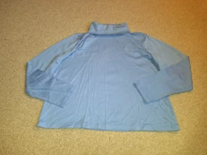 Womens Top-L.L. BEAN-blue 100% cotton turtleneck long sleeve-PL - Picture 1 of 4