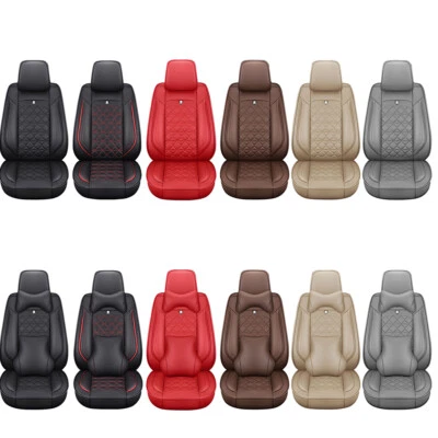 For Toyota Leather Car Seat Covers 5 Seat Full Set Front Rear Back Cushion Cover Foto 1 de 4