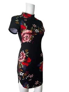 AX PARIS Dress Size Small 8 Black Mix Floral Fitted Zip Womens NEW EU36 RRP £22 - Picture 1 of 12