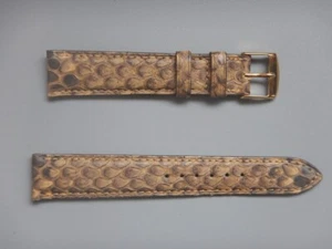 20 mm SOLIDE ET LUXUEUX BRACELET PYTHON VÉRITABLE MARRON CLAIR  - Picture 1 of 10