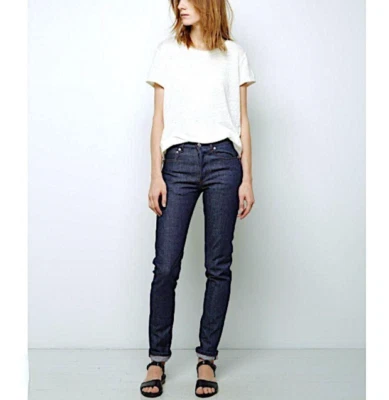 A.P.C. Jeans feminino Petit novo padrão japonês selvedge reto fino 28P azul - Imagem 1 de 4