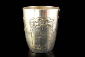 ANTIKER FRANZÖSISCHER STERLINGSILBER GRAVIERT DATUMSBECHER TASCHENBECHER A801-802 - Bild 1 von 7