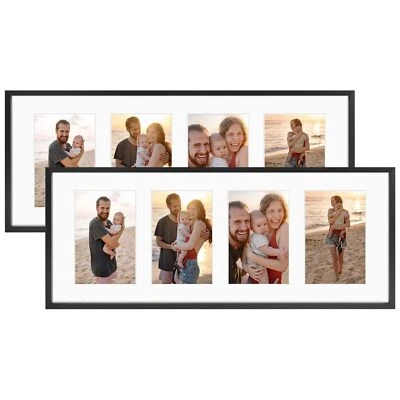 Marco Collage 4x6 Negro con 4 Aberturas Alfombrilla o 8x20 Sin Alfombrilla Paquete de 2 Foto 1 de 4