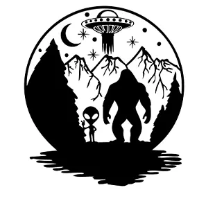 Bigfoot and Alien Scene Decal Sticker Car Tumbler Wall Window JDM 22 Variations - Picture 1 of 32
