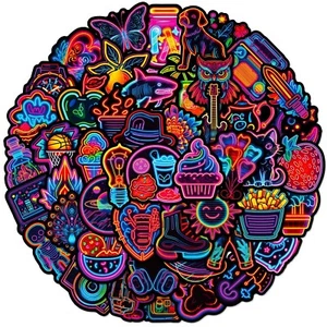 50PCS Neon Cool Vinyl Stickers Skateboard Laptop Car Phone Decal Stickerbomb UK - Picture 1 of 12