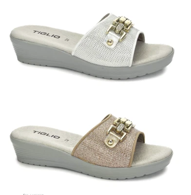 TIGLIO ciabatte donna estive eleganti da esterno sabout sandali vera pelle - Immagine 1 di 4