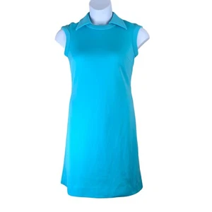 Vintage Dress Blue Collared Sheath Go Go Dress Size Small Medium Butte Knit - Picture 1 of 8