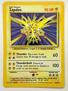 Pokemon Base Set, Zapdos, Rare, Holo, 16/102, LP - Bild 1 von 12