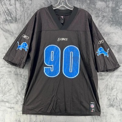 Camiseta deportiva Reebok Ndamukong Suh #90 Detroit Lions jugadores de la NFL XL negra envejecida Foto 1 de 4